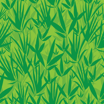 Vector Fresh Green Asian bamboo Kimono Seamless Pattern Background. Great for elegant gray texture fabric, cards, wedding invitations, wallpaper. © Oksancia