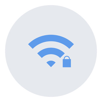 Wifipassword_Wifilocked icon - Flat design, glyph style icon - Blue enclosed in a circle