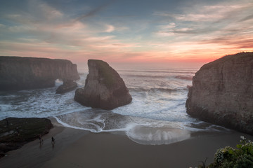 Misty Sunset At Shark Fin Cove (Shark Tooth Beach), Davenport, California, USA.