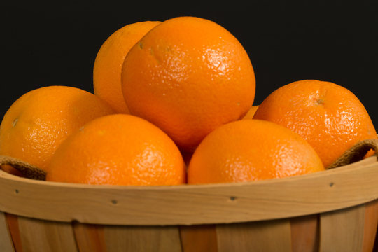 Oranges in basket Close Up