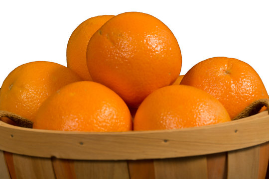 Oranges in basket Close Up Isolated