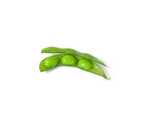 green soybeans and seed isolated, white background