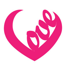 Pink love heart valentines concept logo vector image
