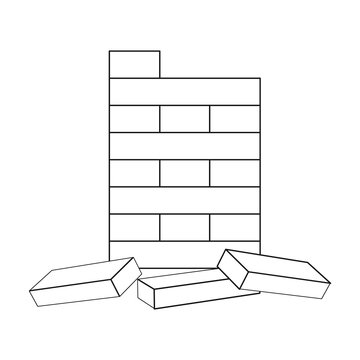 recommend clip art: Jenga icon in outline style isolated on white background. Board games symbol stock vector illustration.