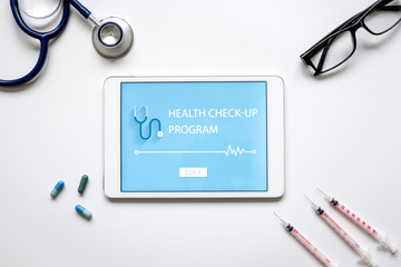 concept time health check up on white background