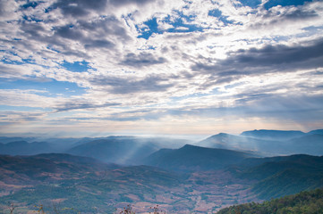 Fototapeta premium Landscape mountain and cloud with sun light morning time.