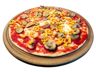 Pizza with mushrooms, tomato