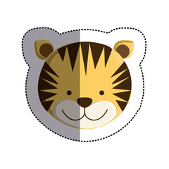 color sticker with tiger head and middle shadow vector illustration