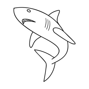 recommend clip art: Great white shark icon in outline style isolated on white background. Surfing symbol stock vector illustration.