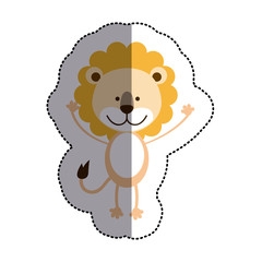 Fototapeta premium color sticker with lion and middle shadow vector illustration
