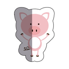 Obraz na płótnie Canvas color sticker with pig and middle shadow vector illustration