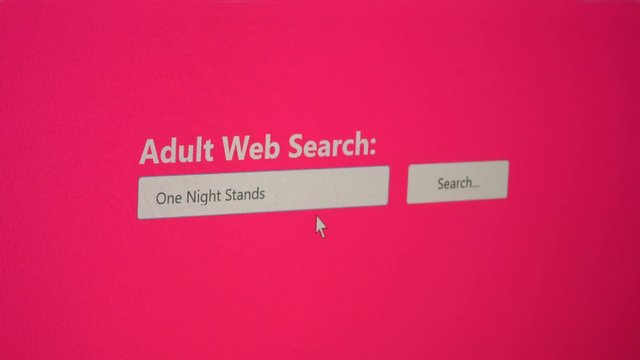 One Night Stand Adult Web Search - video closeup of a computer screen as a horny web user types in his search for sexy singles or adultery online 