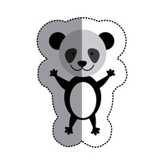 color sticker with panda and middle shadow vector illustration