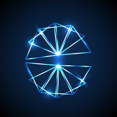 Abstract background with blue neon triangles