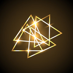 Abstract background with gold neon triangles