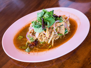 Bamboo shoot spicy salad Thai food