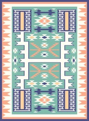 Ethnic pattern textures. Coral & Teal colors. Navajo geometric print. Rustic decorative ornament. Abstract geometric pattern. Native American pattern. Ornament for the design of clothing