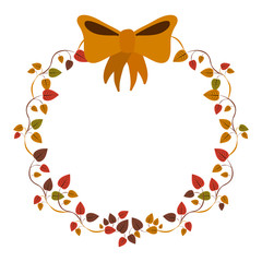 border of creepers with ochre bow vector illustration