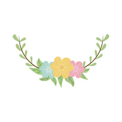 colorful decorative half crown branch floral vector illustration