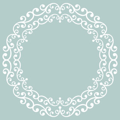 Elegant vector round white ornament in classic style. Abstract traditional pattern with oriental elements, Classic vintage pattern