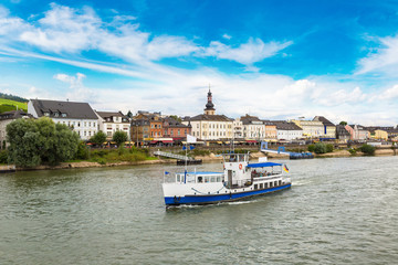 Naklejka premium River Rhine and Ruedesheim am Rhein