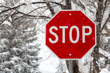 Stop sign in the snow