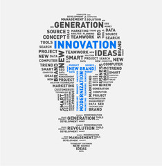 Vector word cloud of innovation light bulb / vector illustration eps-10.