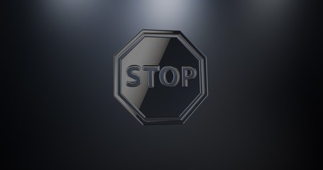 Stop Black 3d Icon