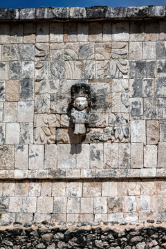 Decoration of the wall of the Temple of a Thousand Warriors at the Chichen Itza archaeological site in Yucatan, Mexico.