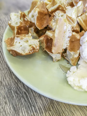 Waffles on dish for background