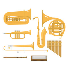 Wind musical instruments vector.