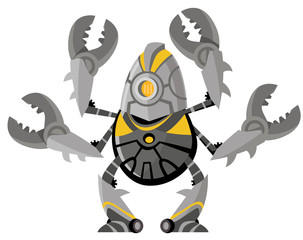 four armed pincers clamps robot drone