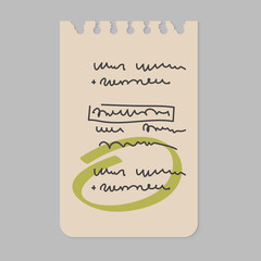 Paper note sheet for message vector illustration.