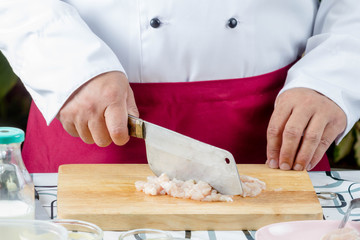 sliced raw chicken