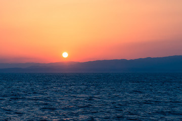 Sunset Sea on the Shipboard,Off the Coast of Fukushima,Japan