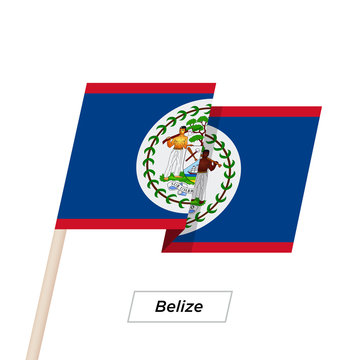 Belize Ribbon Waving Flag Isolated on White. Vector Illustration.