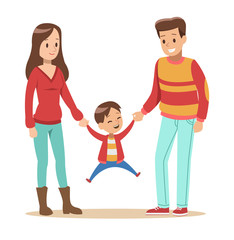 Happy family with father, mother and son vector design