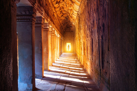 The monks in Angkor Wat, Siam Reap, Cambodia.