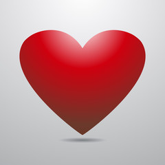 red heart white shadow vector