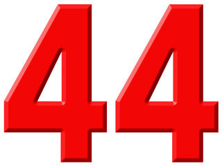 Obraz premium Numeral 44, forty four, isolated on white background, 3d render