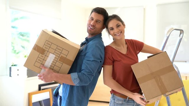 Couple moving in brand new house
