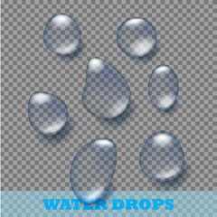 Blue shiny water drop. Vector illustration