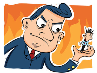 angry boss and his employee.