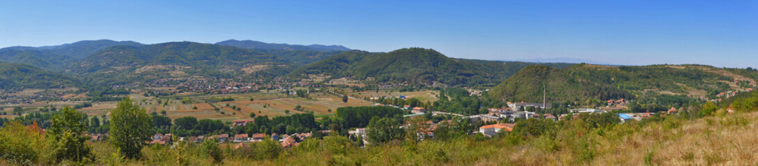Fototapeta na wymiar Grdelica panorama - small town in southern Serbia