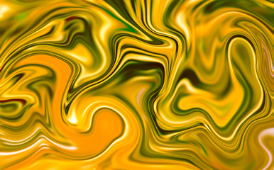 Marble abstract background digital illustration. Liquid gold surface artwork with yellow paint.