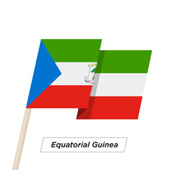 Equatorial Guinea Ribbon Waving Flag Isolated on White. Vector Illustration.