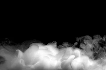 Papier Peint photo Fumée Le brouillard abstrait ou la fumée se déplacent sur le fond de couleur noire