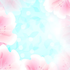 декоративный узор розовые цветы на синем фоне