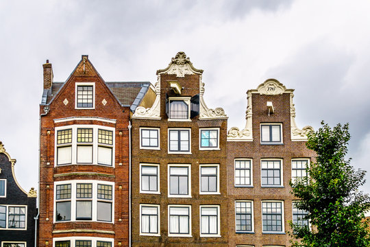 Spout Gable and Neck Gables of Historic Houses in Amsterdam