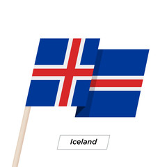 Fototapeta premium Iceland Ribbon Waving Flag Isolated on White. Vector Illustration.